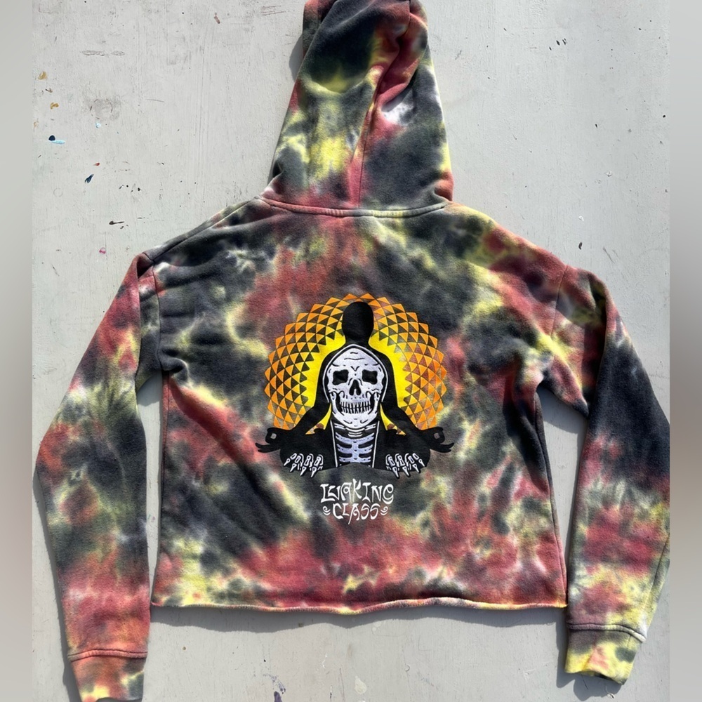 Women's Lurking Class Hoodie Multicolor Spell-Out‎ S Streetwear CROPPED Tie Dyed